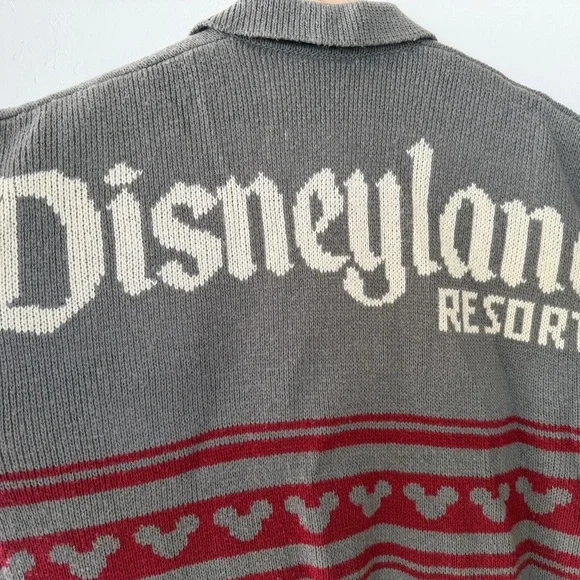 Disneyland Spirit Jersey Gray and Red Knit Zip-Up Sweater